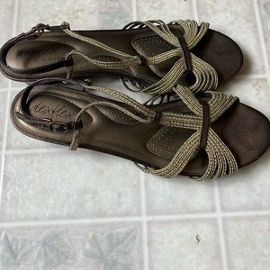 Dex Flex Gold Braid 1" wedge Heel Sandals